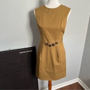 Milly Tan Sleeveless Dress with Belt Detail